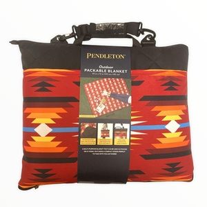 Pendleton print beach blanket packable strap outdoor pockets short sands